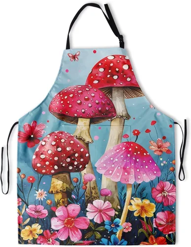 Vista 33 de Delantal impreso delantales de pintura de poliéster con bolsillo para cocinar cocina a la parrilla adultos