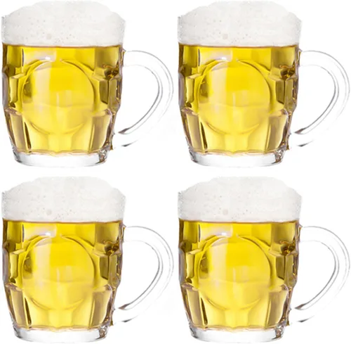 Vista 9 de Dimple Stein - Juego de tazas de cerveza de 10 onzas con asa, tazas de cerveza de vidrio, aptas para lavavajillas y congelador, transparentes