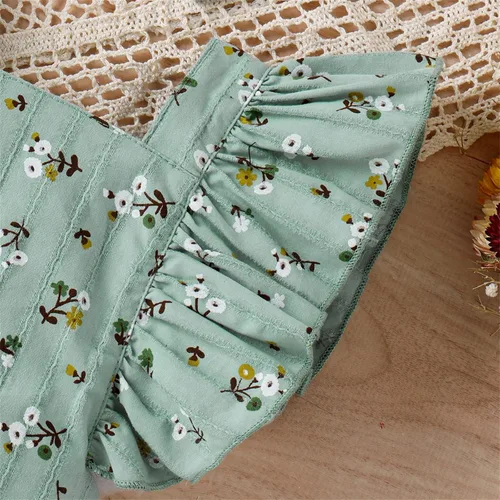 Vista 2 de PATPAT Conjunto de 2 piezas de ropa para bebé recién nacido, tela crepé con estampado de margaritas, 100% algodón