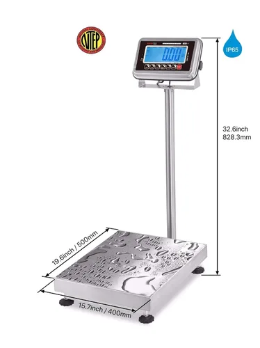 Vista 6 de VisionTechShop TBWS-100 Báscula de banco de acero inoxidable de lavado, Lb/Kg/Oz conmutable, capacidad de 100 libras, legibilidad de 0.02 libras