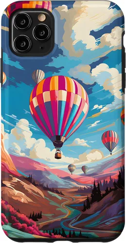 Vista 13 de Colorful Hot Air Balloons Pop Art Style Case for iPhone 17