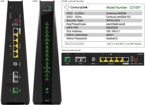 Vista 2 de CenturyLink Prism TV Technicolor C2100T 802.11AC módem router Gigabit DSL fibra 2.4/5GHz