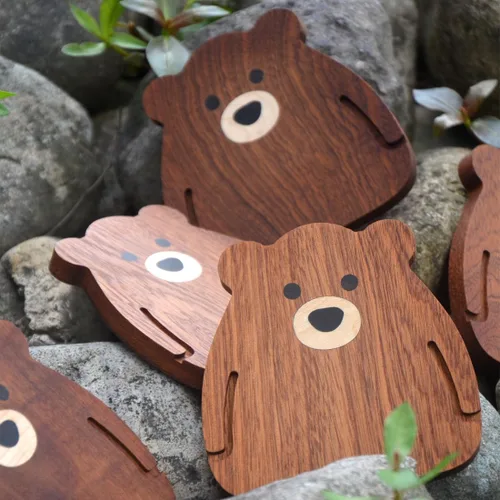 Vista 5 de Posavasos de madera absorbentes para bebidas, hechos a mano con múltiples incrustaciones de madera, juegos de posavasos de madera Sapele para mesa