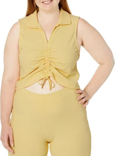 Vista 4 de The Drop Flora - Top corto ajustado con cuello fruncido para mujer
