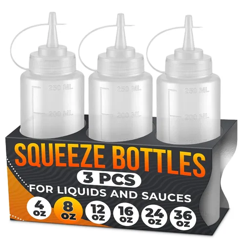 Vista 14 de HYQO Paquete de 10 botellas exprimibles para condimentos, 24 onzas