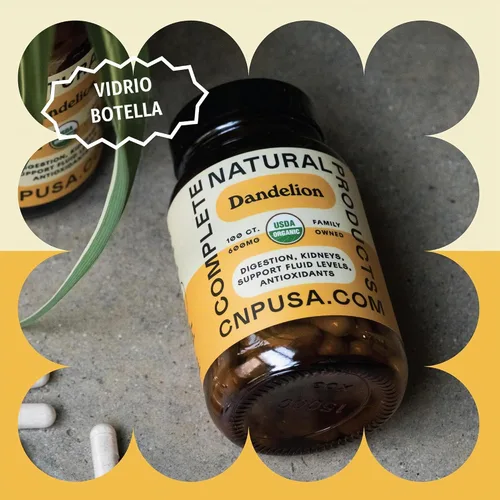 Vista 5 de Complete Natural Products Cápsulas de raíz de diente de león puras y orgánicas - Cápsulas de 600 mg 100 píldoras Raíz de diente de león seca