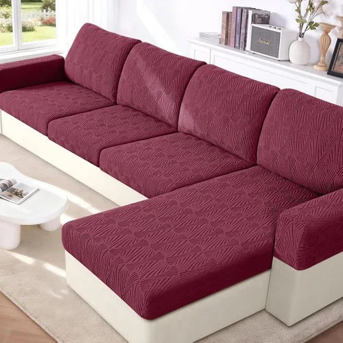 Vista 9 de VANSOFY Fundas de cojín para sofá seccional, Fundas de cojín de sofá de jacquard elásticas, Fundas protectoras lavables para muebles de sofá