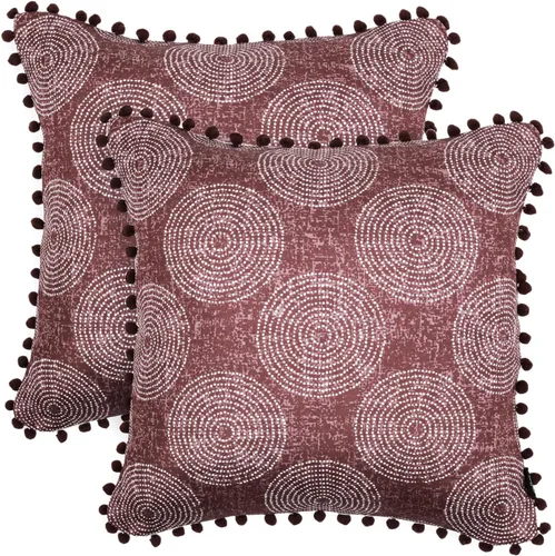 Vista 13 de Royal Blaze Juego de 2 fundas de almohada de satén suave de 18 x 18 pulgadas con pompones florales de color burdeos Grace Floral Borgoña