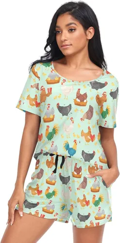 Vista 14 de Ollabaky Conjunto de pijama de perro de animales para mujer, conjunto de pijama de manga corta, conjunto de descanso para mujer Multi 01