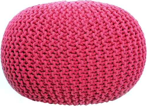 Vista 18 de FRELISH DECOR Puf redondo otomano tejido a mano 100% algodón, taburete de pie, puf de punto, silla de piso para sala de estar y dormitorio