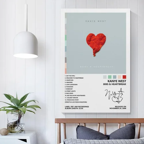 Vista 5 de BIARA Kanye - Póster de West 808s y la portada del álbum de los años 808, pósteres para habitación, estética, lienzo, arte de pared, decoración