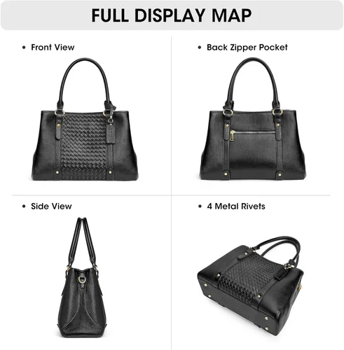 Vista 6 de Kattee Bolso bandolera de cuero genuino suave para mujer, con asa superior, bolsos cruzados y bolsos de mano