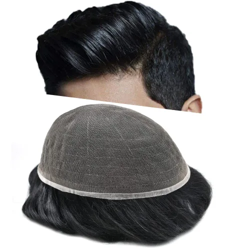 Vista 91 de PUNRU HAIR Completo Swiss Lace Toupee para hombres Sistema de cabello humano real Sistema de reemplazo de cabello humano para hombre Toupee
