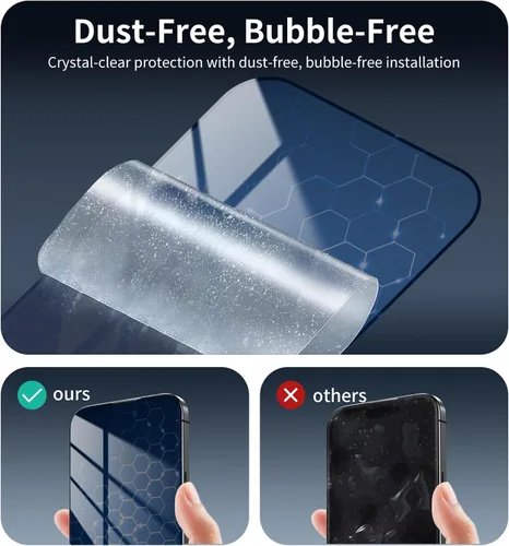 Vista 11 de Paquete de 2+2 protectores de pantalla de vidrio templado antiluz azul y protector de lente de cámara para iPhone 17e/16e, protección ocular