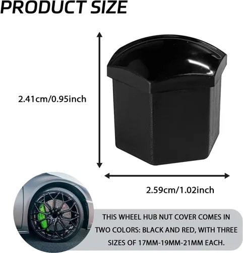 Vista 2 de 20 unidades de cubiertas para tuercas de rueda, cubiertas para pernos de rueda hexagonales de 21 mm, cubiertas de protección contra la oxidación