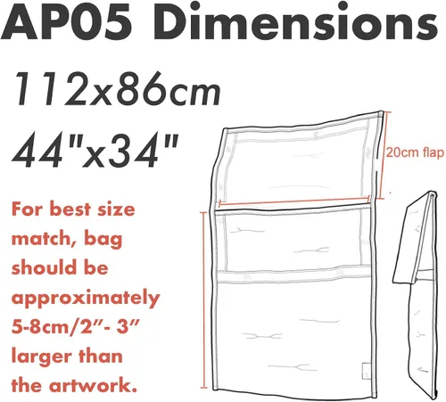 Vista 5 de Bolsas de arte (AP05-44 1/2 pulgadas x 34 pulgadas) – Fuertes • Absorbentes de golpes • Reutilizables • No tóxicas • Impermeable • Forro libre