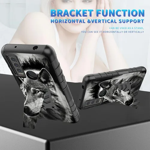 Vista 230 de Funda para AT&T Maestro Max 2021/Cricket Ovation 2 con protector de pantalla de vidrio templado, funda resistente con función atril integrada