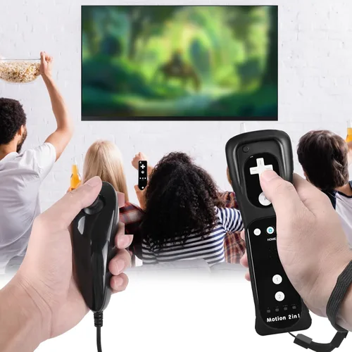 Vista 6 de TechKen 2 Pack Wii Controllers with Wii Motion Plus Inside Shock Wii Nunchuk Controller Compatible Nintendo Wii, Motion Plus Wii Controller