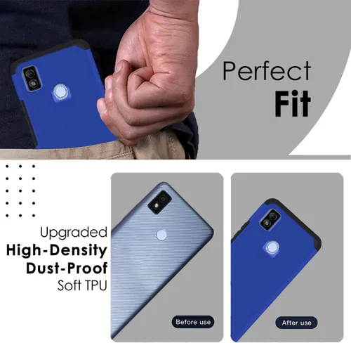 Vista 6 de TJS Funda compatible con Cricket Icon 4 (solo 4ª versión), con protector de pantalla de vidrio templado de doble capa híbrida