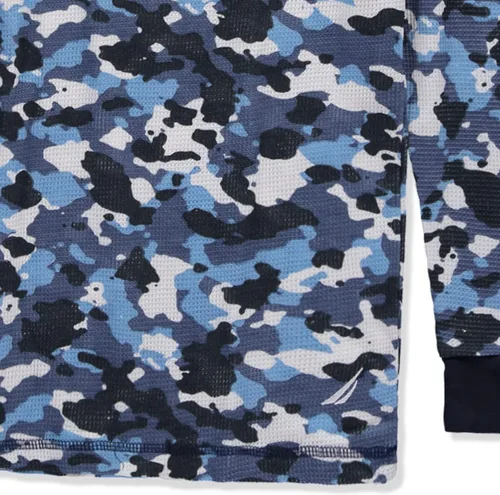 Vista 5 de Nautica Camiseta térmica de manga larga para hombre, cuello redondo, waffle, ropa interior térmica
