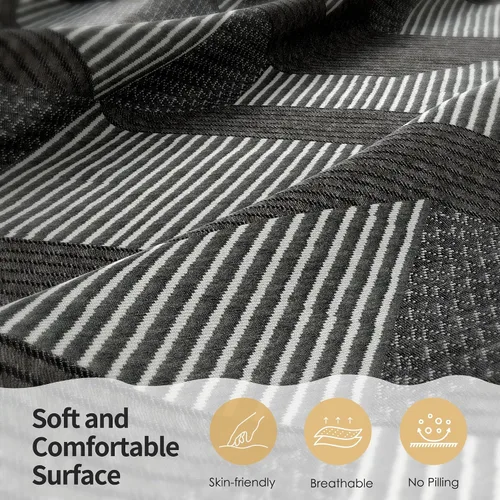 Vista 6 de Colchón para sofá cama de 4 pulgadas, repuesto de espuma viscoelástica de gel con funda de patrón geométrico transpirable lavable, soporte