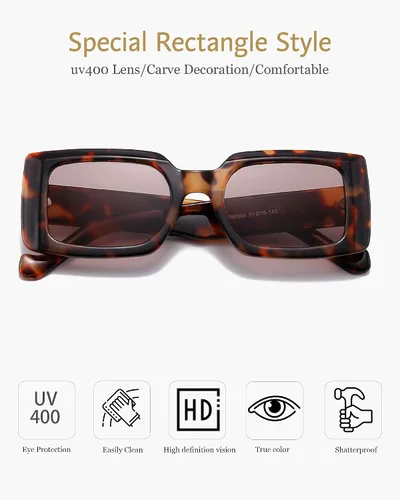 Vista 2 de ANRRI - Gafas de sol rectangulares para hombres y mujeres