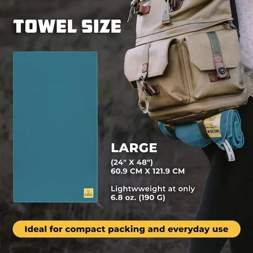 Vista 3 de Wise Owl Outfitters Microfiber Camping Towel - Quick Dry Towel for Travel, Backpacking, Hiking, Beach, Gym & Yoga - Compact, Fast Drying &