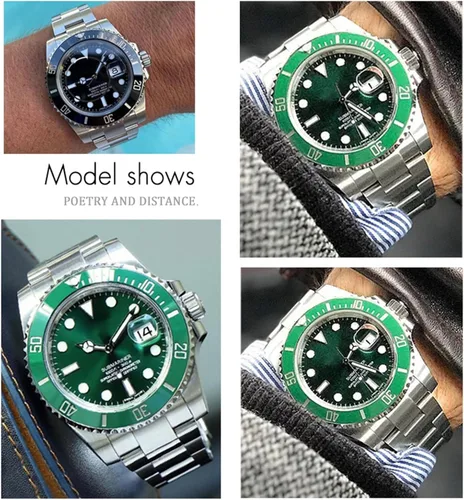 Vista 5 de Wscebck Correa de reloj de acero inoxidable 316L de alta calidad de 0.787 pulgadas, con extremo curvado, ajuste para Rolex Submariner, correa