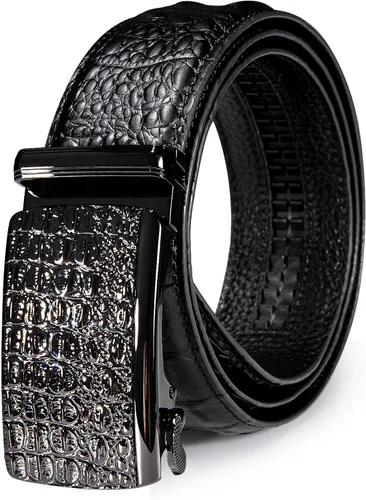 Vista 38 de Barry.Wang Cinturón de trinquete de cuero para hombre 1 3/8" hebilla A Oro Verde