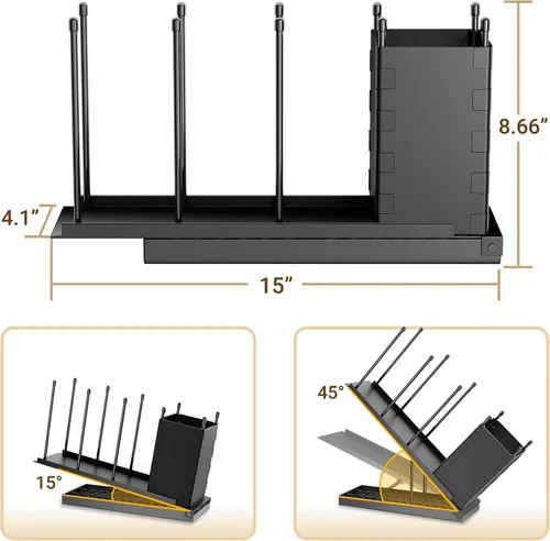Vista 7 de Dunatou - Soporte para tazas y tapaderas, organizador ajustable para tazas de café, dispensador de 4 compartimentos para tazas de café, dispensador