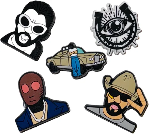 Vista 3 de 14 piezas NShoe Charm Accesorios Nadie Sabe Nuevo Álbum Zapato Clip Pack para Zuecos Latin Singer, Caucho, No es una piedra preciosa