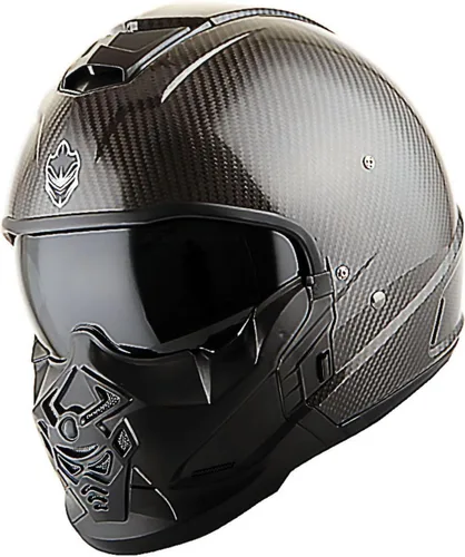 Vista 10 de Martian Genuine Real Carbon Fiber Motorcycle Full Face Helmet HB-B2 Open Face Glossy Carbon Black, DOT Approved