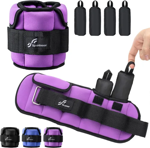 Vista 10 de Sportneer Adjustable Ankle Weights for Women & Men, Leg Weights Set with Removable Weights, Upgraded with Handles for Easy Adjustment, Comfortable &