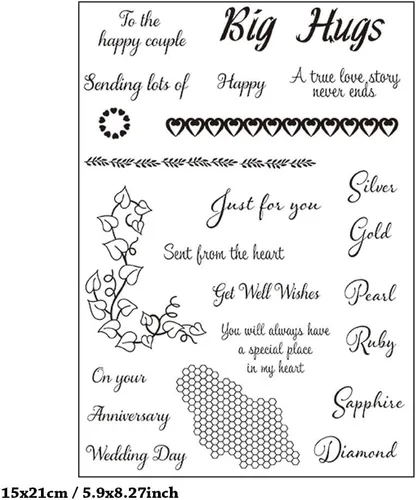 Vista 2 de Hug Love - Sellos transparentes con patrón de encaje de corazón, bendiciones de panal de abeja, sellos transparentes para decoración de tarjetas
