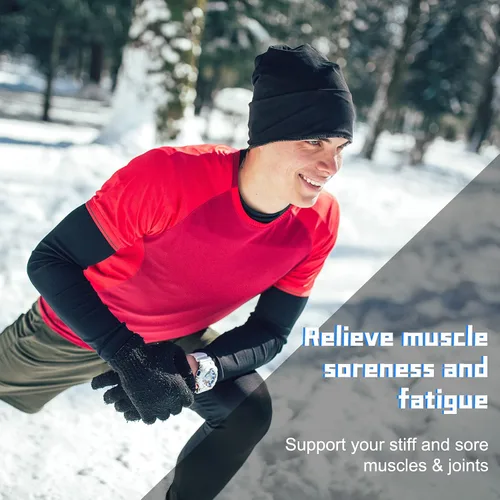 Vista 3 de Calentador térmico de brazo para ciclismo mangas elásticas de compresión UV suministros deportivos para hombres y mujeres deportes de invierno al