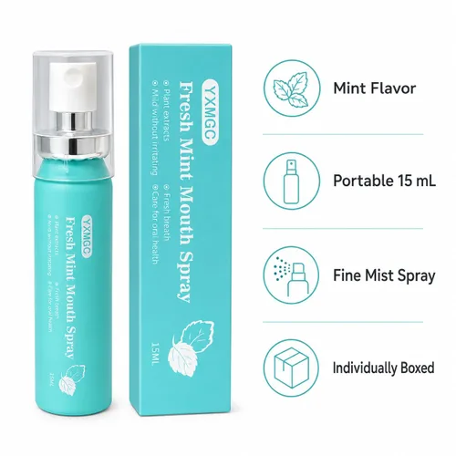 Vista 2 de Aerosol bucal para ambientador de mal aliento, menta fresca, tamaño de viaje, portátil, con regalos sorpresa, 0.52 onzas (paquete de 2)