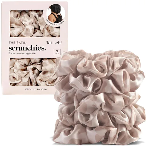 Vista 12 de Kitsch - Coleteros de satén para mujer, bandas para el cabello sin daños, cameo, 5 piezas Wake Up Frizz-Free, No Crease Hair Ties, Softer Than
