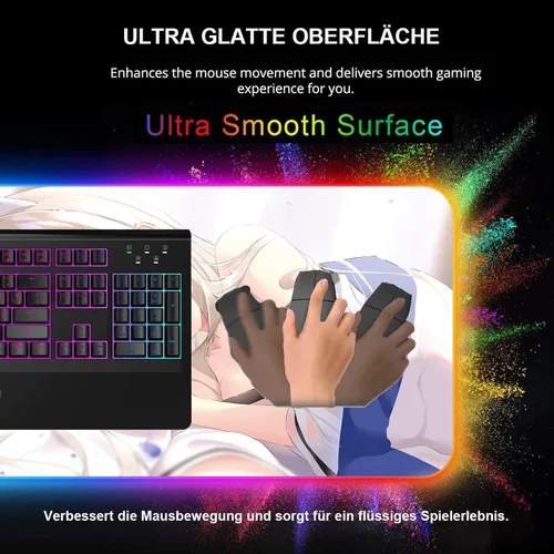 Vista 5 de Alfombrilla de mouse para juegos LED grande gamer XXL Mause alfombra PC escritorio pad RGB Anime Girl Sexy Mouse pad 35.43 pulgadas x 15.74 pulgadas
