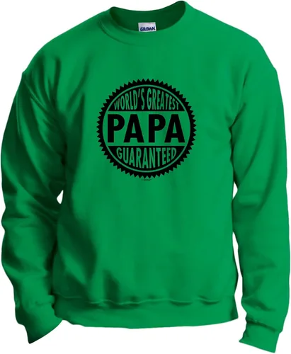 Vista 9 de World's Greatest Papa Guaranteed - Sudadera de manga larga con cuello redondo Verde(Military Green)