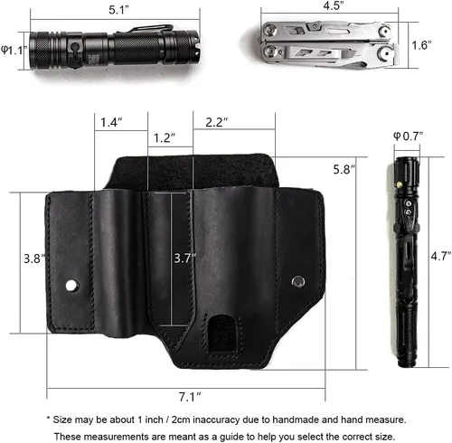 Vista 5 de Gentlestache Funda multiherramienta para cinturón, bolsa multiherramienta, soporte de cinturón de cuero para multiherramienta EDC organizador
