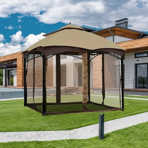 Vista 6 de Tanxianzhe Mosquitera de Repuesto para Gazebo de 10'x10' Paredes Mosquiteras de Patio de 4 Paneles con Cremallera (Marrón)