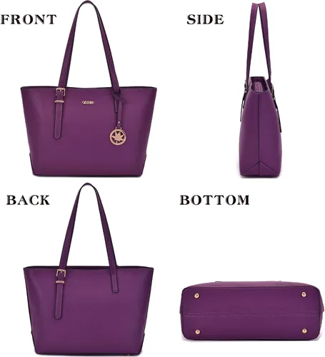 Vista 3 de Qiyuer - Bolsos para mujer, carteras, juegos de bolsos con asa superior, bolsos de hombro, bolso de mano, bolso de trabajo con cartera a juego, 3