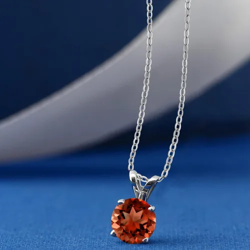 Vista 152 de Gem Stone King Collar con colgante solitario de plata de ley 925 de 0.236 in con piedra natal redonda Collar de 4 puntas para mujer Con cadena