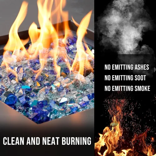 Vista 3 de Skyflame Vidrio de fuego mezclado de 10 libras para hoyo de fuego, chimenea, paisajismo, 1/2 pulgada azul aguamarina, platino, azul cobalto