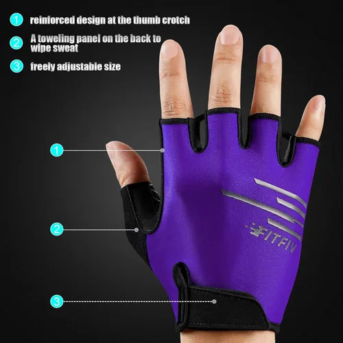 Vista 4 de Guantes de ciclismo para hombres y mujeres, guantes de ciclismo de medio dedo, guantes de entrenamiento adecuados para deportes al aire libre