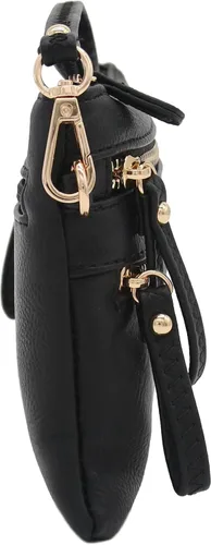 Vista 3 de Bolso de hombro cruzado con múltiples bolsillos y cremallera y correa de muñeca pequeña