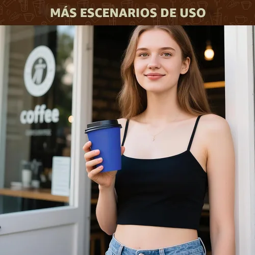 Vista 5 de YEEHAW - Tazas de café de 16 onzas con tapas, color azul, paquete de 100