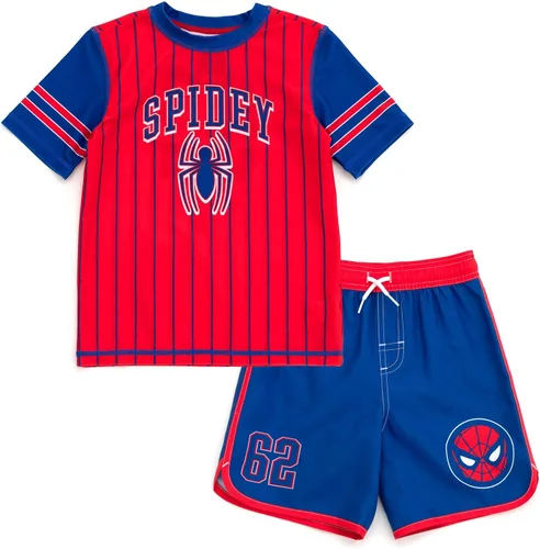 Vista 9 de Marvel Conjunto de 2 piezas de traje de baño y traje de baño para niños Hombre Araña Azul
