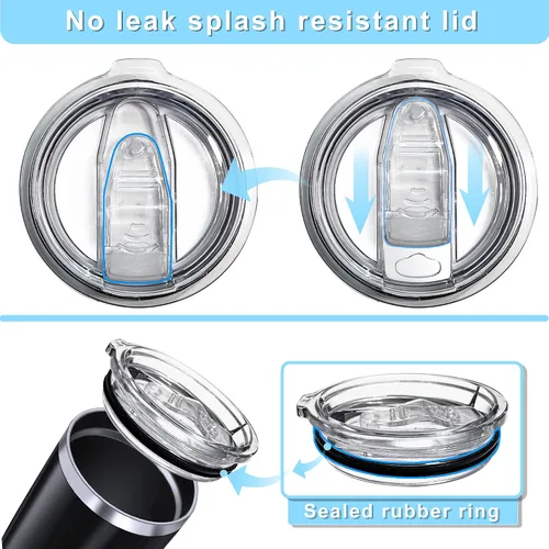 Vista 4 de Tapas de repuesto para vaso de 20 onzas, a prueba de derrames, resistentes a salpicaduras, para boca de taza de 3.25 pulgadas, compatibles con vasos
