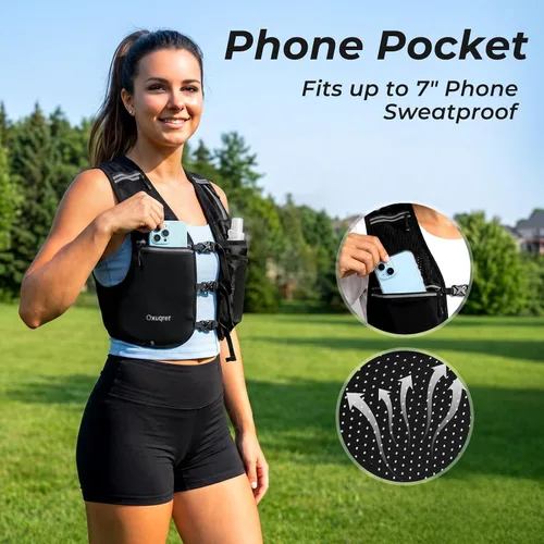 Vista 3 de Running Vest for Women & Men with 500ML Soft Flask Hydration Vest Negro